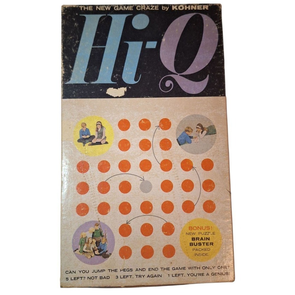 Vintage Hi-Q Peg Game Kohner‎ The New Game Craze Brain Buster Puzzle